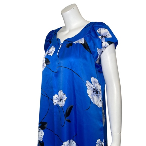 Vintage Nani of Hawaii Muumuu Maxi Dress Kaftan Size 12 Cap Sleeves Floral - Picture 3 of 7